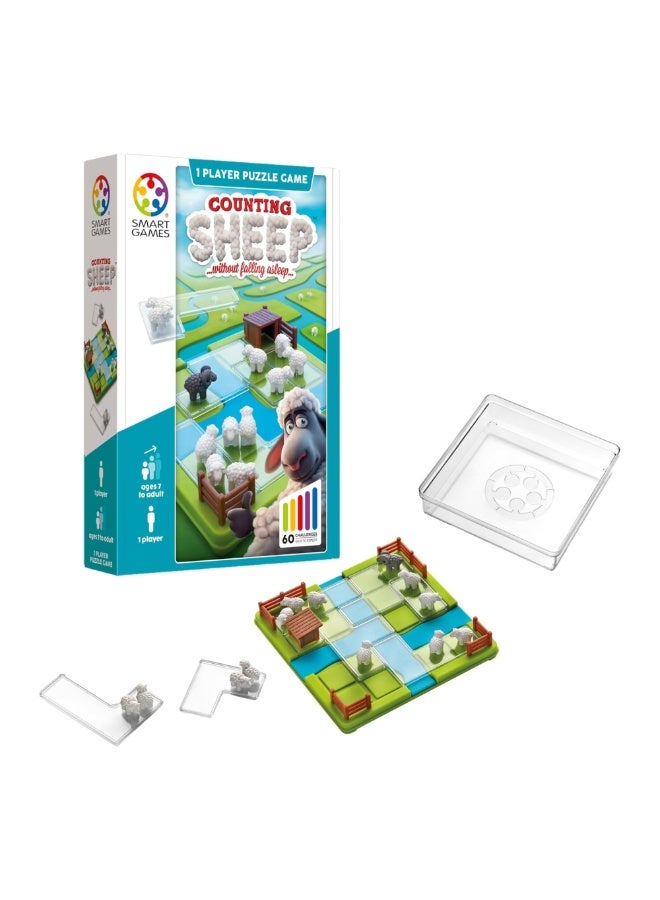 SmartGames Counting Sheep, Fun IQ Brain Teaser Puzzle, Cognitive Development STEM Toy with 60+ Challenges, Travel Friendly Tabletop Educational Matching Puzzle Game, Suitable for Children Above 7+ - Image 1